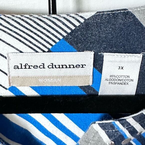 Alfred Dunner Retro Patriotic Bling Bling Blouse Womens 1X Red White Blue Coasta - Picture 3 of 10